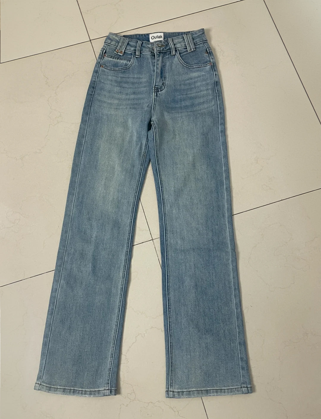 Outak Blue Women Jeans Streetwear Vintage Fashion High Waisted Wide Leg Jean Female Trouser Letter Hip Hop Baggy Blue Denim Pants