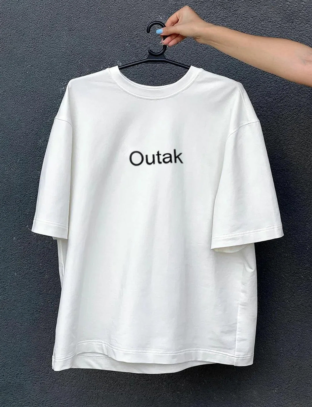 Outak Printed Crew Neck Basic T-Shirt White