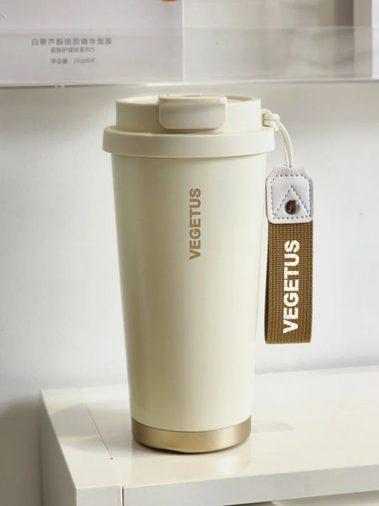 VEGETUS Tumbler with Lid and Straw, Double Wall Vacuum Insulated Coffee Tumbler, Reusable To Go Cups for Hot and Cold Drinks, Cream White