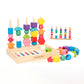 SUNWOD Montessori Toys Bead Sequencing Set, Wooden Lacing Beads &Stacking Shape Colors Blocks Threading Toys