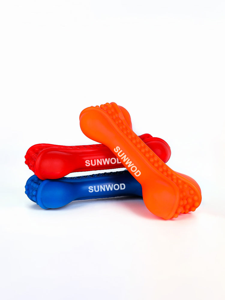 SUNWOD Rubber Chew Toys for Pets Dogs, Dog Puppy Bone Shaped Bite Molar Stick Chew Training Scratch Interactive Toy