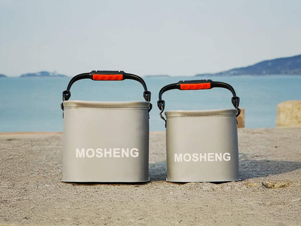 MOSHENG Foldable Live Fish Bait Bucket, Portable Fishing Water Pail for Camping Traveling Hiking Boat Gardening