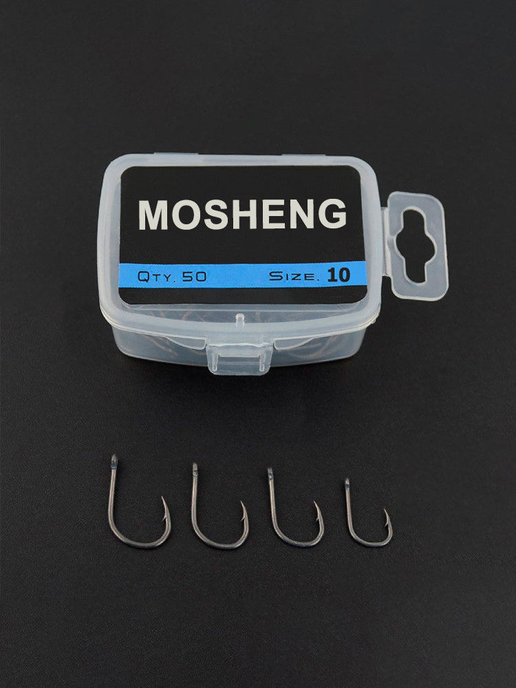 MOSHENG 50x Curve Shank Professional Series Carp Hooks for Hair Rigs Barbed Hook