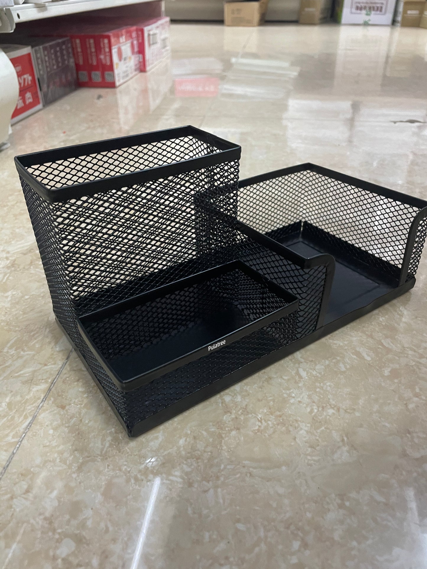 Pulatree Black Mesh Metal Pencil Holder for Desk