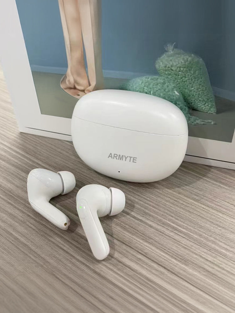 ARMYTE True Wireless Earbuds Bluetooth 5.3 ANC+ENC Clear Call 36H Playback for iPhone/Android (White)