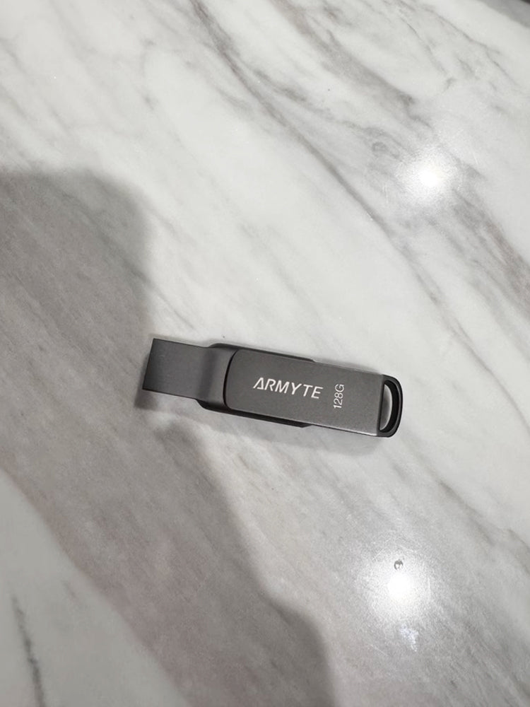 ARMYTE Metal Rotatable Portable Flash Drive Black 128GB