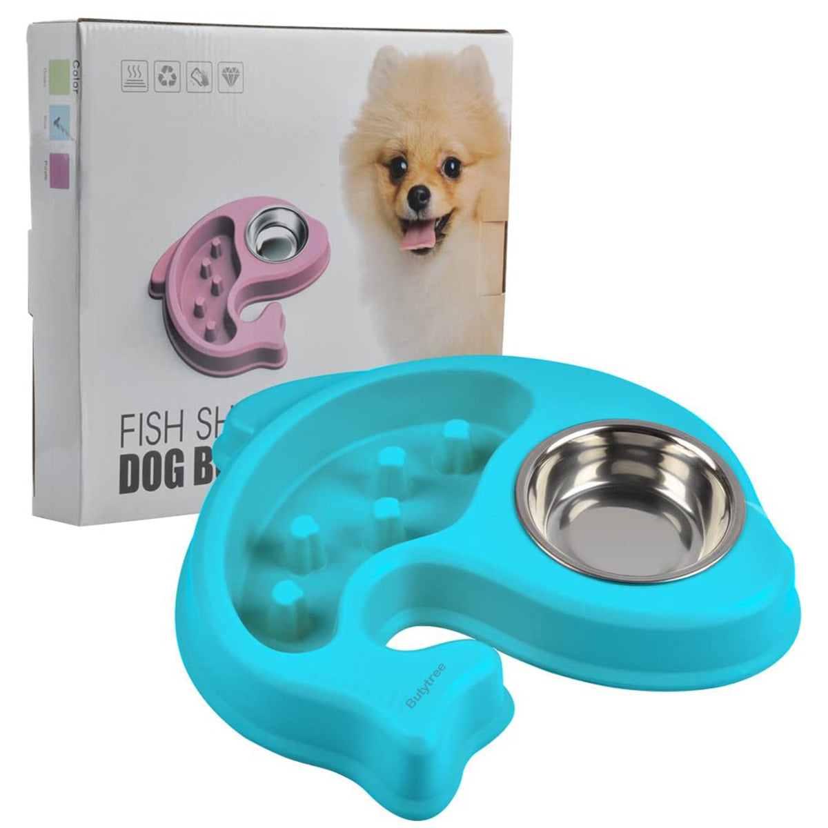 Butytree Pet Feeding Drink Bowl Pet Fun Feeder Dog Bowl Slow Feeder Non Skid Cat Bowl Eco Friendly Durable Dog Cat